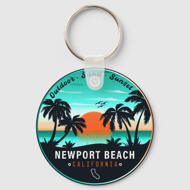 Porte-clés Newport Beach California Retro Sunset Vacation 80s (Recto)