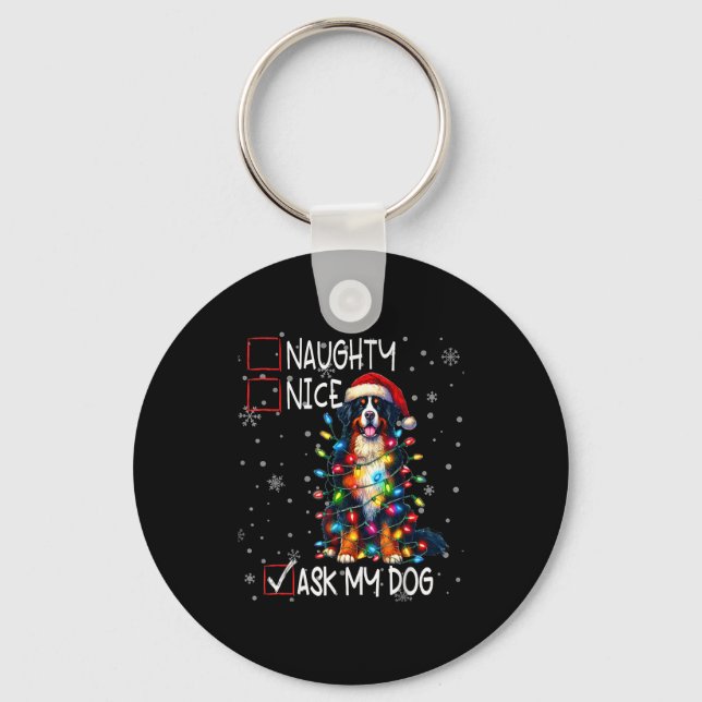 Porte-clés Nice Naughty Ask My Dog Christmas List Xmas  (Recto)