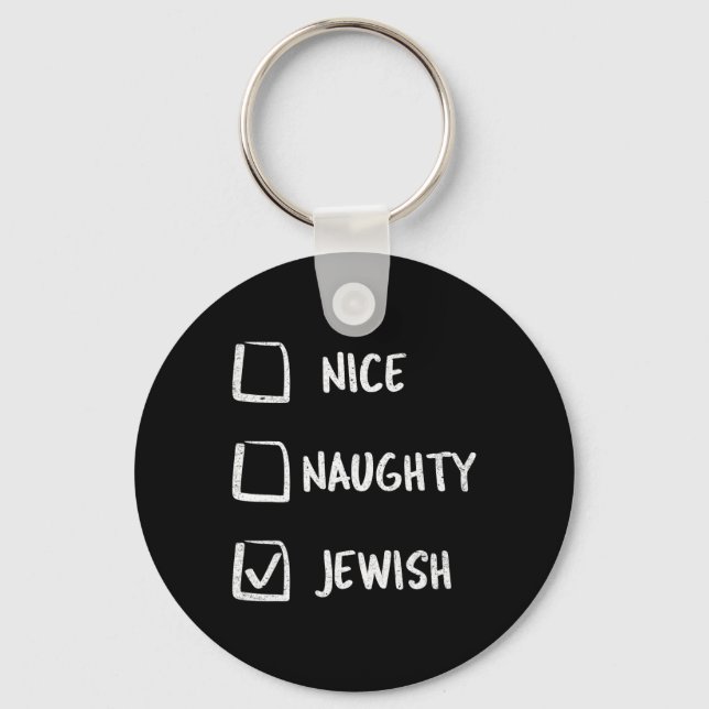 Porte-clés Nice Naughty Jewish Hanoukka Cadeau Noël (Recto)
