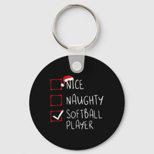 Porte-clés Nice Naughty Softball Player Liste de Noël Père No