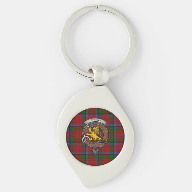 Porte-clés Nicolson Clan Badge Argent Metal Key Ring (Devant)