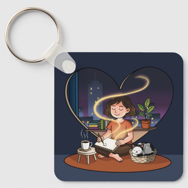 Porte-clés Night Creator Cozy Heart Window Art (Recto)