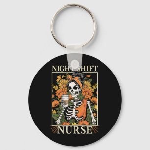 Porte-clés Night Shift Nurse Skeleton Halloween Rn Nurses Wom