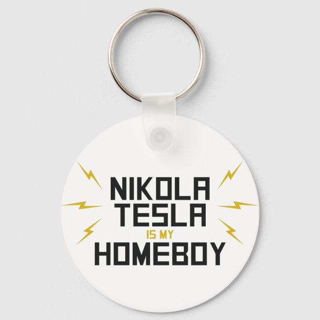 Porte-clés Nikola Tesla est mon garçon (Recto)