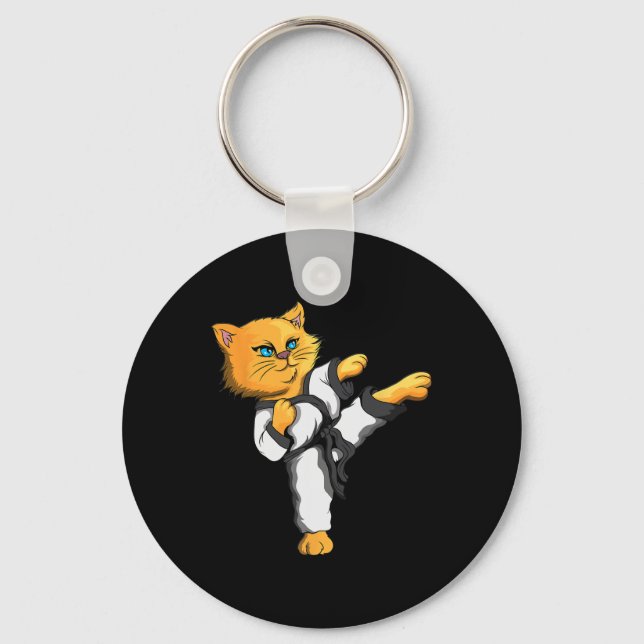 Porte-clés Ninja Cat Karate Martial Arts Taekwondo Chat Propr (Recto)