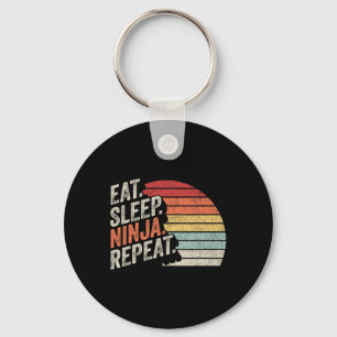 Porte-clés Ninja Retro Vintage Manger Sleep Ninja Karate Répé