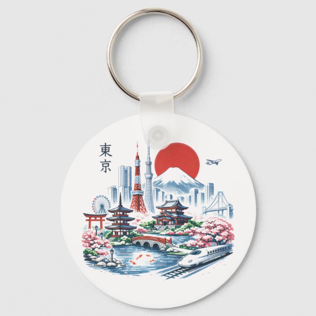 Porte-clés Nippon Sakura Tokyo Cerisier  (Recto)