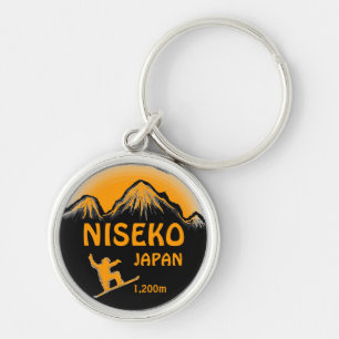 Porte-clés Niseko Japon orange snowboard art porte - clé