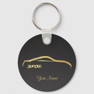 Porte-clés Nissan 350Z Gold Brush stroke Logo w/ faux carbon