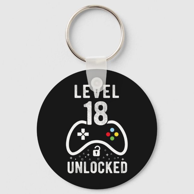 Porte-clés Niveau 18 Jeu vidéo déverrouillé 18e anniversaire  (Recto)
