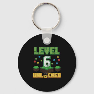 Porte-clés Niveau 6 Débloqué Pixel Gamer 6e Anniversaire Jeux