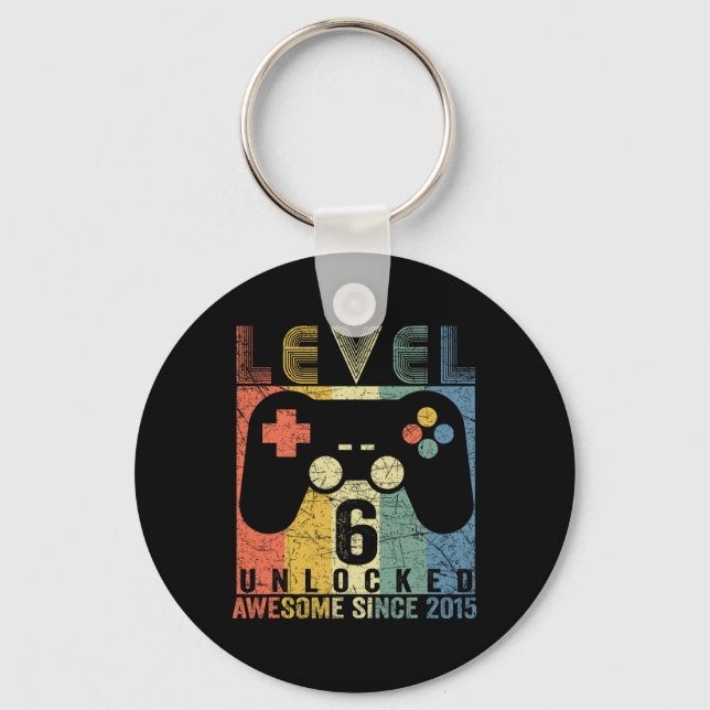 Porte-clés Niveau 6 Déverrouillé Awesome jeu vidéo 6e anniver (Recto)