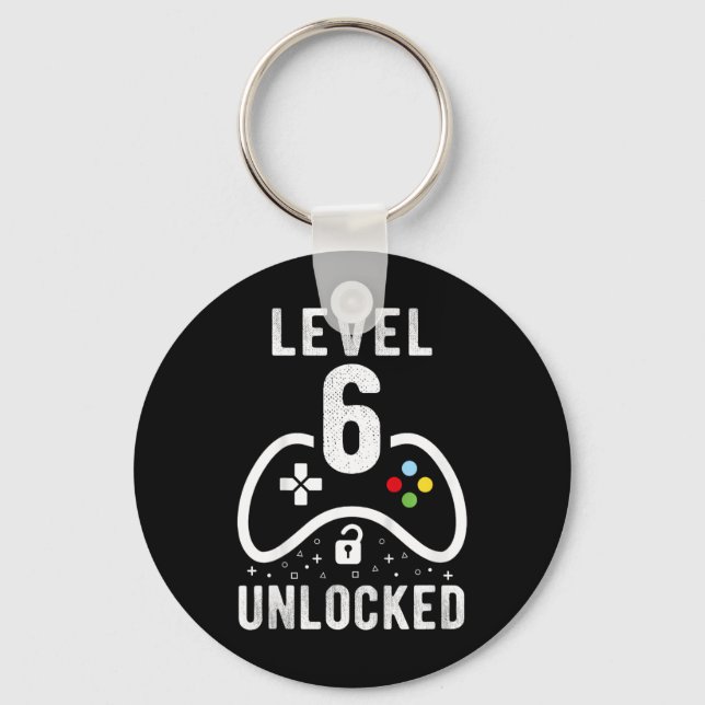 Porte-clés Niveau 6 Jeu vidéo déverrouillé 6e cadeau d'annive (Recto)