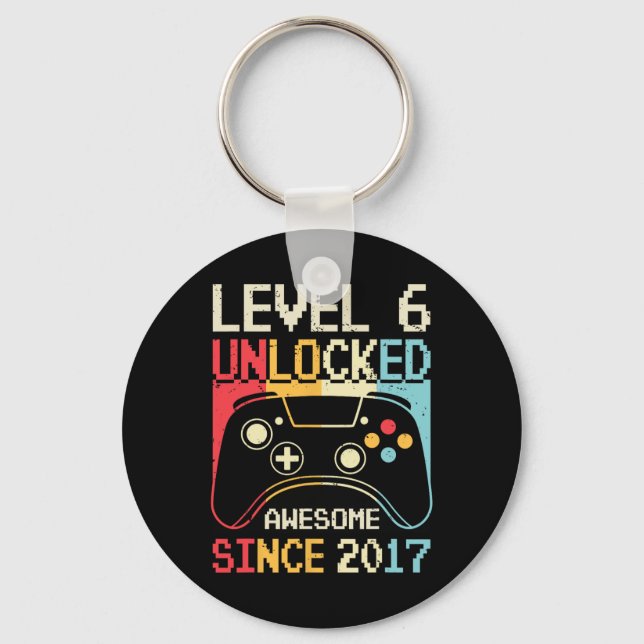 Porte-clés Niveau 6 Jeu vidéo déverrouillé 6e Jeu d'anniversa (Recto)