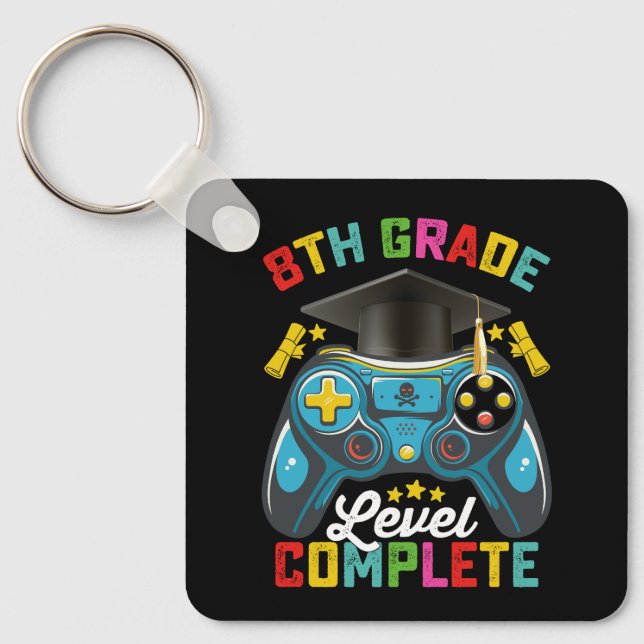 Porte-clés Niveau 8e année Diplômé de jeux de jeu (Recto)