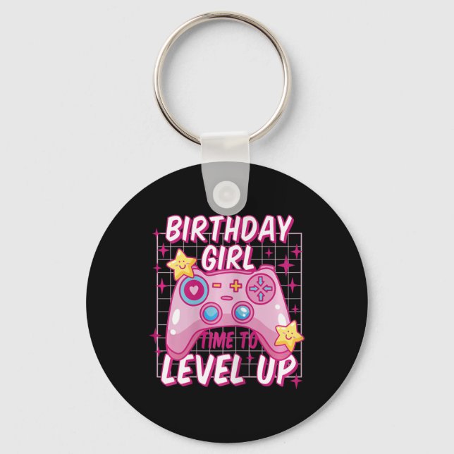 Porte-clés Niveau Fille Déverrouillé Jeu Vidéo Anniversaire C (Recto)
