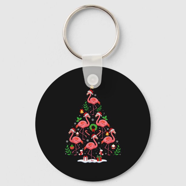 Porte-clés Nk Flamingo Christmas Tree Lights Santa Hat Xmas P (Recto)