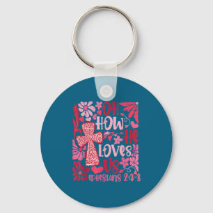 Porte-clés Nk Floral Oh combien il nous aime Boho Verset bibl