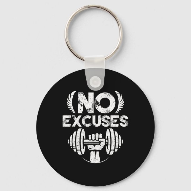 Porte-clés No Excuses Funny Bodybuilding Fitness Training  (Recto)
