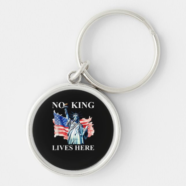 Porte-clés No King Lives in America Freedom Flag Patriotic (Devant)