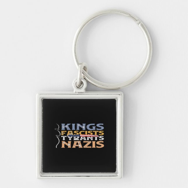 Porte-clés No Kings, Fascists, Tyrants, Nazis – Anti-Authorit (Devant)