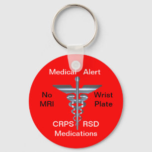 Porte-clés No MRI Medical Alert CRPS/RSD Medications Keychain
