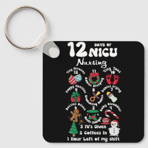 Porte-clés Noël 12 Jours De NICU Unité Infirmière Funny NICU