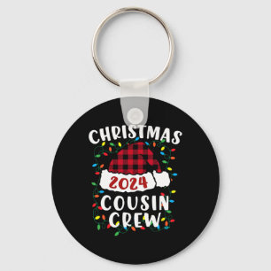 Porte-clés Noël 2024 Cousin Crew Feux de Noël Santa Hat P