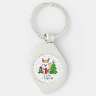 Porte-clés Noël 2 Pembroke Welsh Corgi (rouge 1) Tree Cute