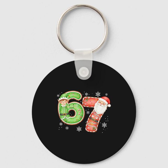 Porte-clés Noël 6 7 Six Sept Drôle 67 Mème Père Noël  (Recto)