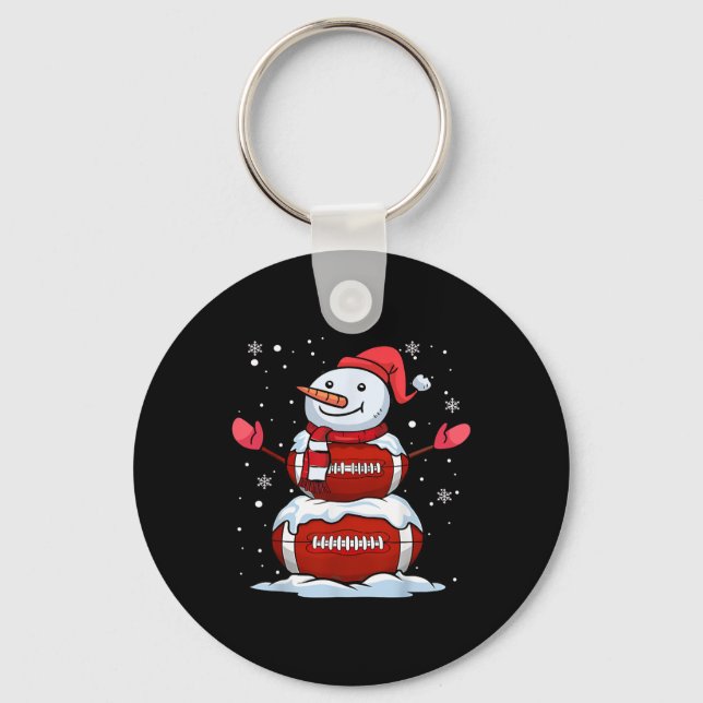 Porte-clés Noël Américain Football Snowman Xmas Sport Hommes (Recto)