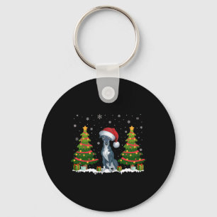 Porte-clés Noël Arbre Lumière Greyhhhop Chien de Santa Hat No