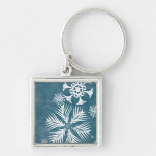 Porte-clés Noël aux flocons bleus et blancs