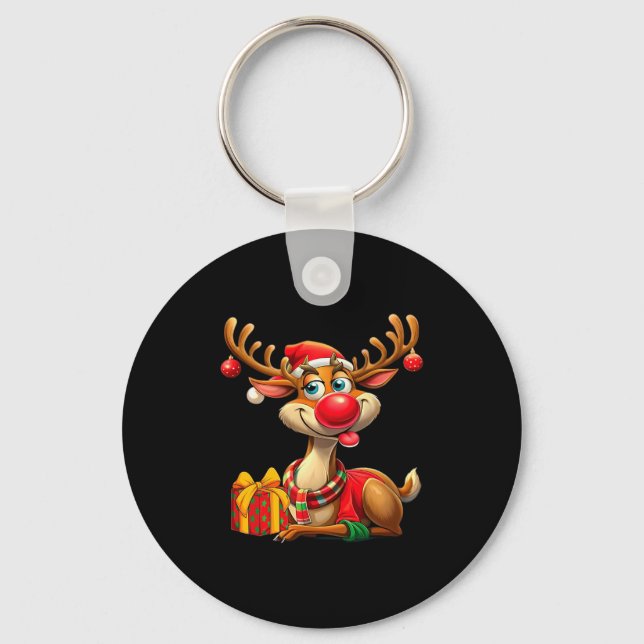 Porte-clés Noël avec des rennes mignons cadeau drôle de Noël  (Recto)