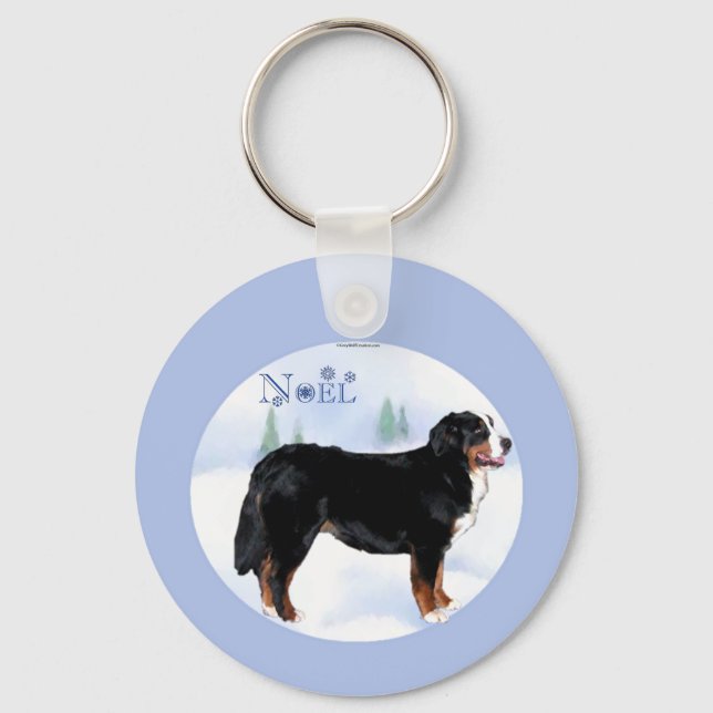 Porte-clés Noel Bernese Mountain Dog - Customisé (Recto)