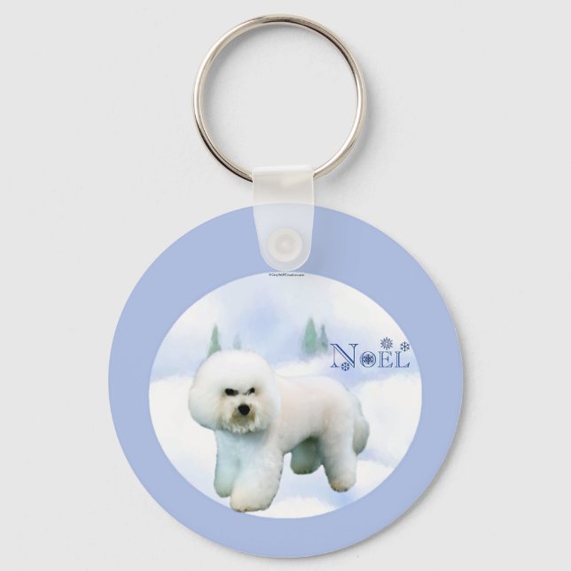 Porte-clés Noel Bichon Frise - Customisé (Recto)