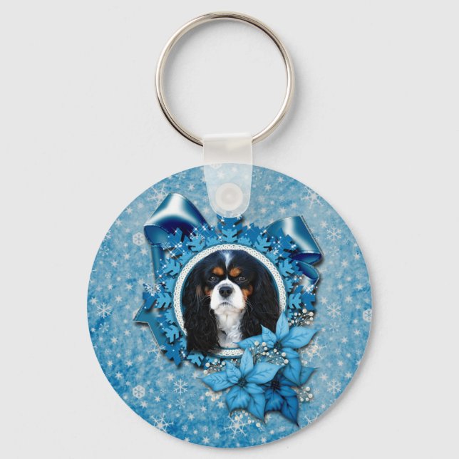 Porte-clés Noël - Blue Snowflakes - Cavaliers (Recto)