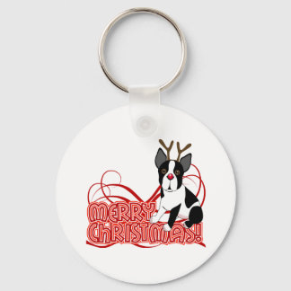 Porte-clés Noël Boston Terrier