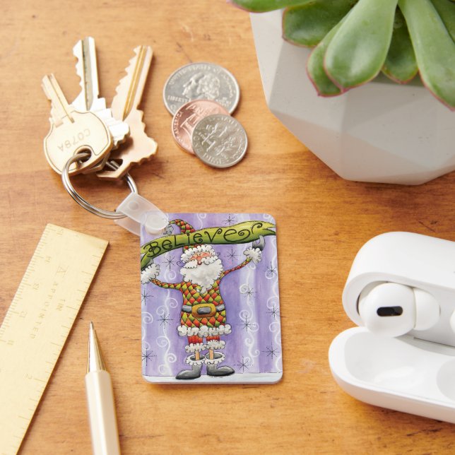 Porte-clés Noël Caricature mignonne, je crois en Père Noël (Bureau)