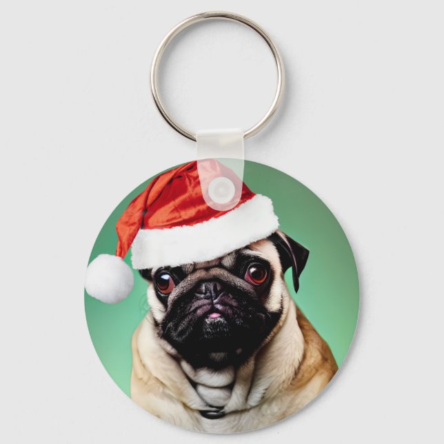 Porte-clés Noël Chien Carlin (Recto)