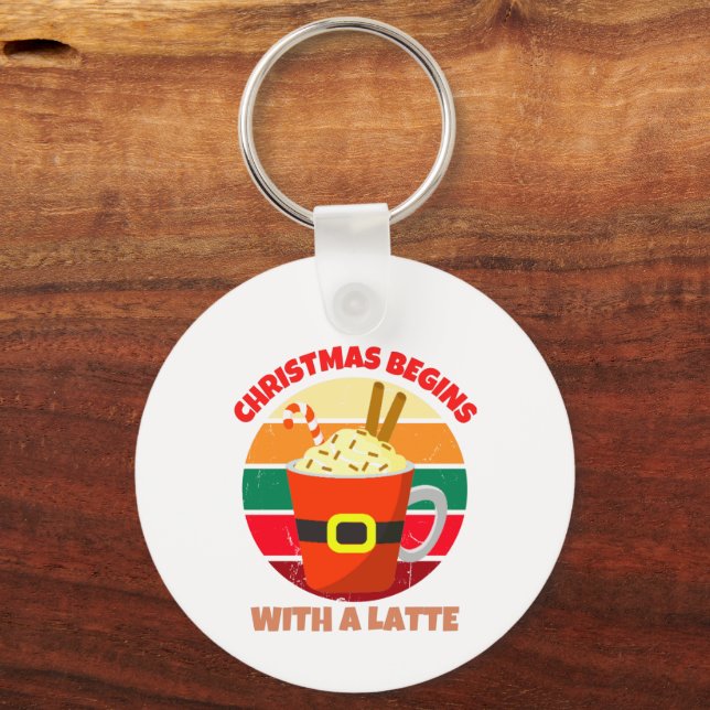 PORTE-CLÉS NOËL COMMENCE AVEC UNE LATTE (Recto)