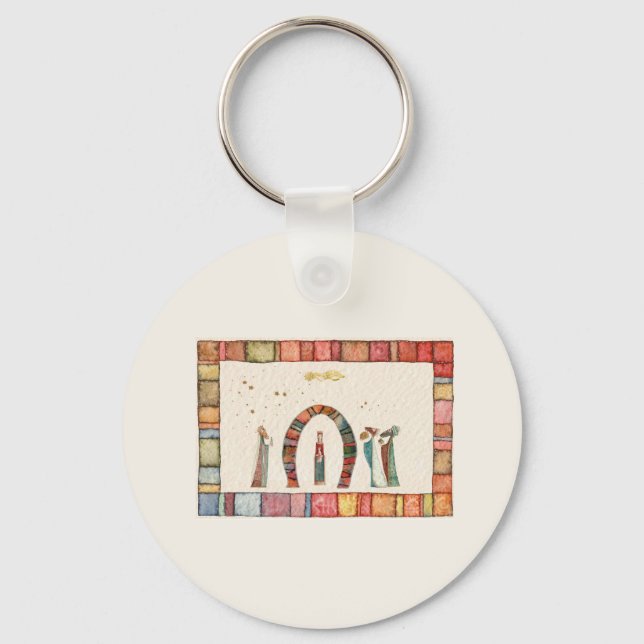 Porte-clés Noël crèche Porte - clé Bal Ch en céramique (Recto)