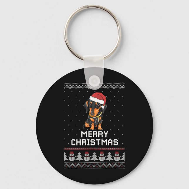 Porte-clés Noël Dachshund (Recto)
