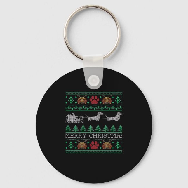 Porte-clés Noël Dachshund Wiener Dog Dachshund Ugly Chri (Recto)