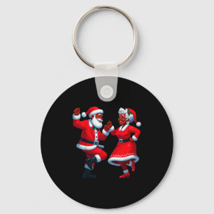 Porte-clés Noël Danse Santa Mme Noir Afro-Américain