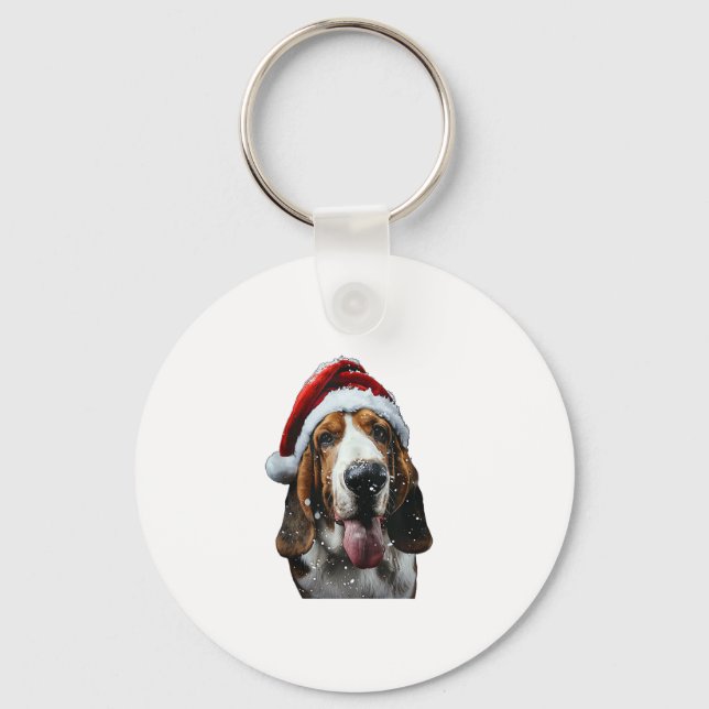 Porte-clés Noël de Basset Hound (Recto)