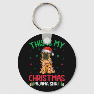 Porte-clés Noël de chien mastiff anglais Xmas Tree Père Noël