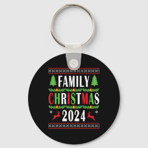 Porte-clés Noël de famille 2024 Funny Matching Xmas Tree
