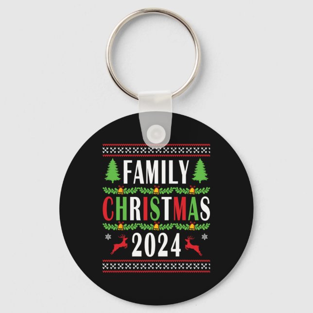 Porte-clés Noël de famille 2024 Funny Matching Xmas Tree (Recto)