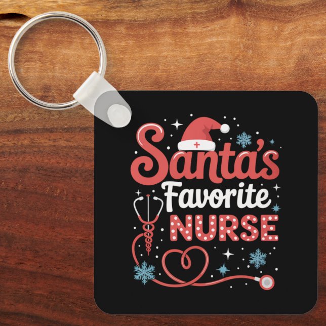 Porte-clés Noël de la infirmière préférée de Santa  (Recto)